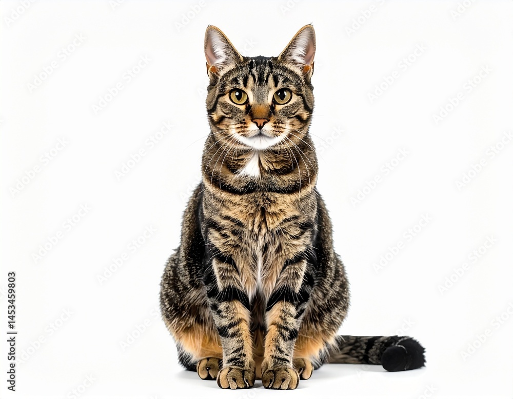 Obraz premium Symmetrical Cat Pose on White
