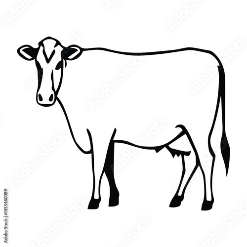 Cow Silhouette icon illustration Vector White Background. Dairy cattle or dairy cow icon