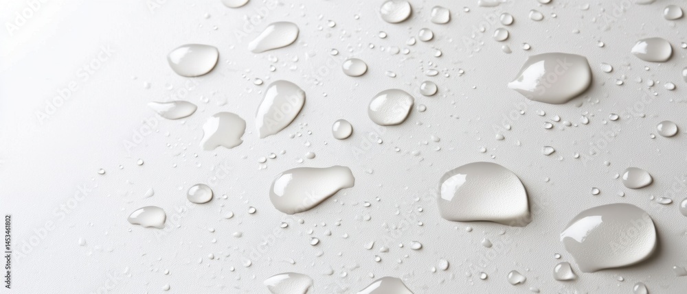 Minimalist Composition of Water Droplets on a Clean White Surface for Refreshing Visuals Minimalist Composition of Water Droplets on a Clean White Surface for Refreshing Visuals