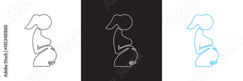 Pregnant woman with a visible belly icon. Vector for websites, mobile interfaces, presentations, banner, visual branding etc. Vector illustration. isolated on white and black background. EPS 10