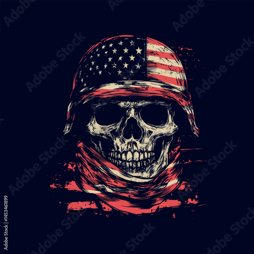 patriotic skull memorial veterans day,Generative Ai