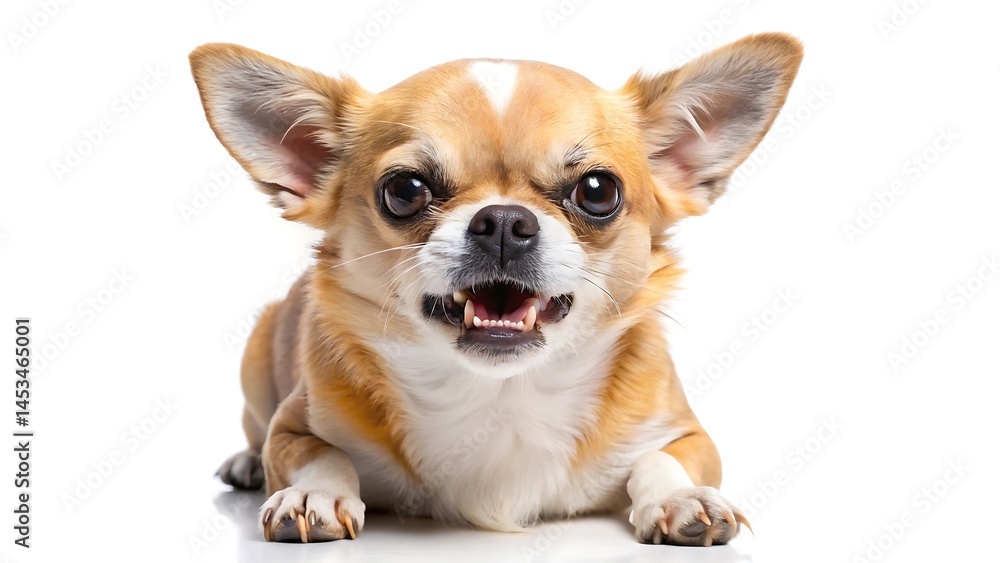 Angry chihuahua growling 2 years old isolated on white background Angry chihuahua growling 2 years old isolated on white background