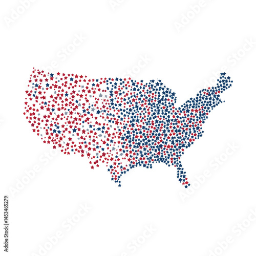 USA Map with Red and Blue Dots Representing Election or Political Data Vector,Generative Ai
