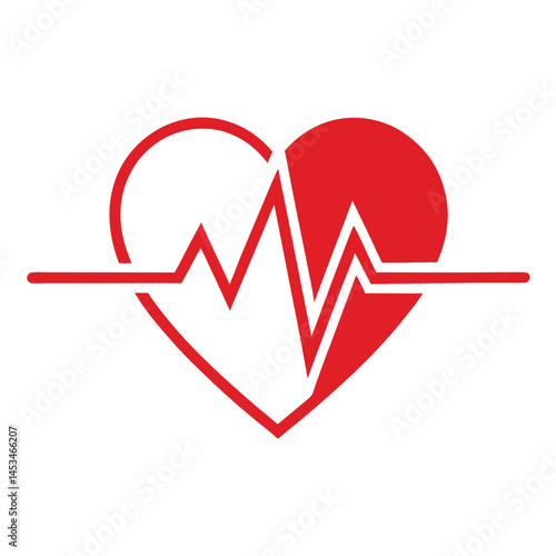 art shows a heart shape with heartbeat line, having a transparent background