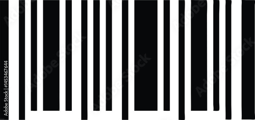Black vertical bars appear unevenly spaced on white background, creating unique barcode shape with transparency