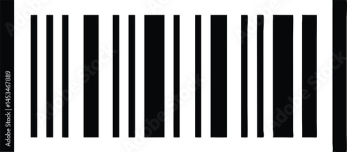 Black vertical bars vary in width with white spaces, isolated on white