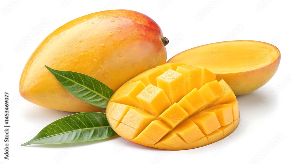 Fototapeta premium Golden Delight Fresh Mango isolated on white background