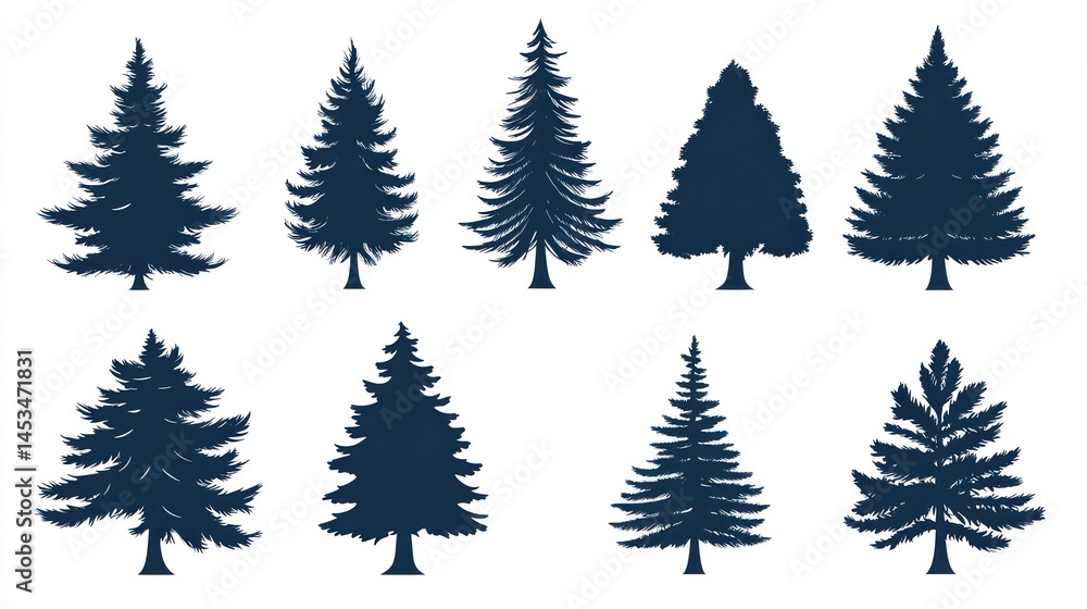 Silhouettes of various pine trees (1) Silhouettes of various pine trees (1)