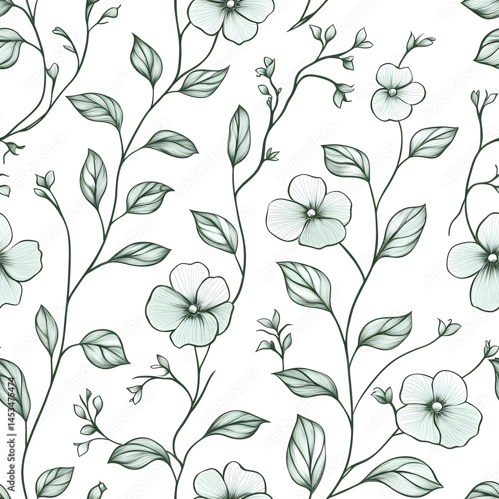 Delicate floral pattern with pastel shades on a white backdrop. Delicate floral pattern with pastel shades on a white backdrop.