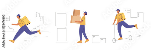 Fast and free delivery service vector set