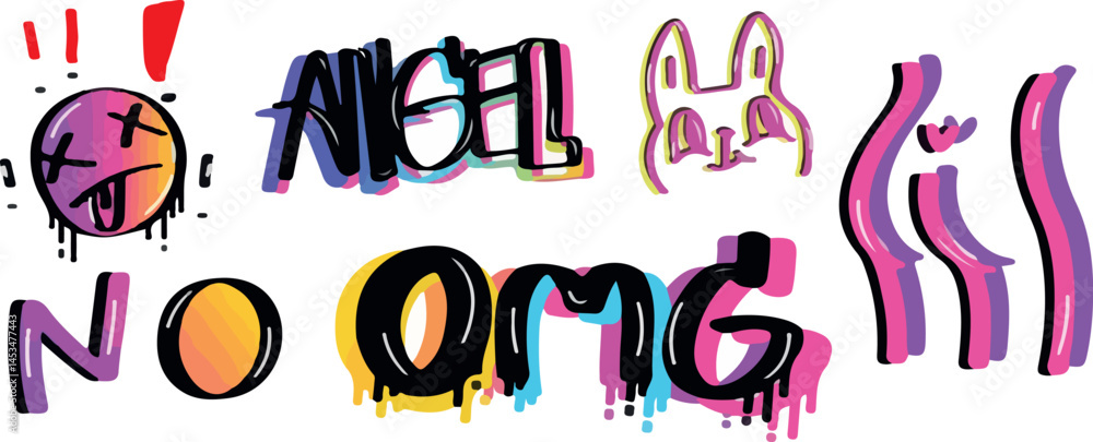 Hand drawn text effect front set line art vector Hand drawn text effect front set line art vector