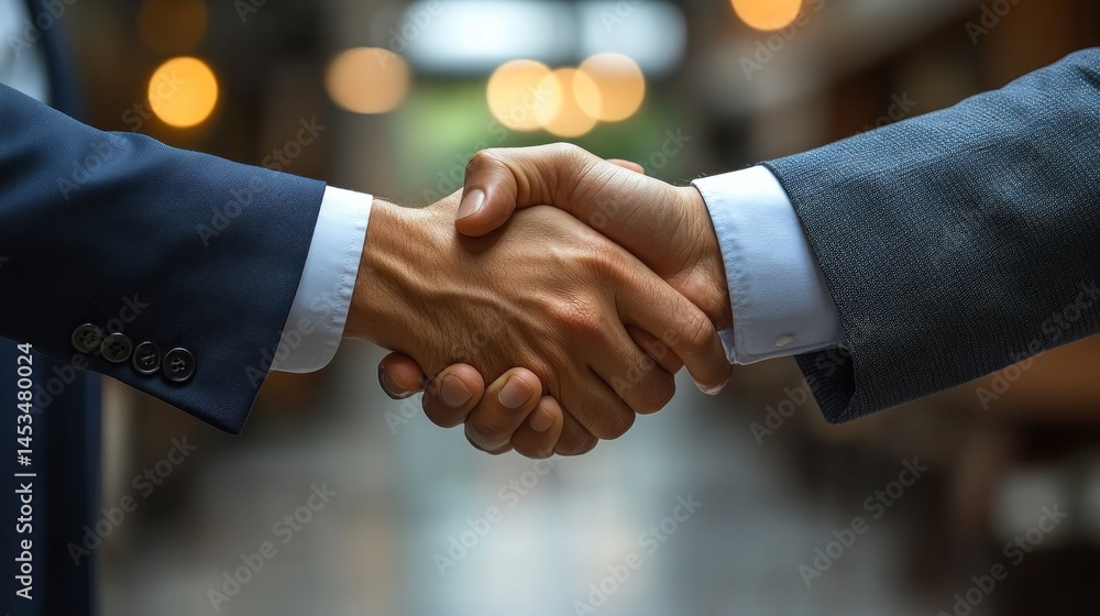A Firm Handshake: Symbol of Business Agreement and Trust A Firm Handshake: Symbol of Business Agreement and Trust