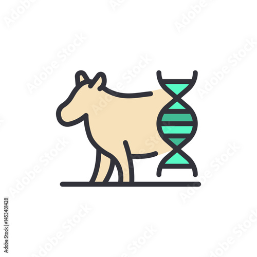 Cow DNA colored icons, minimalist vector illustration ,simple transparent graphic element .Isolated on white background