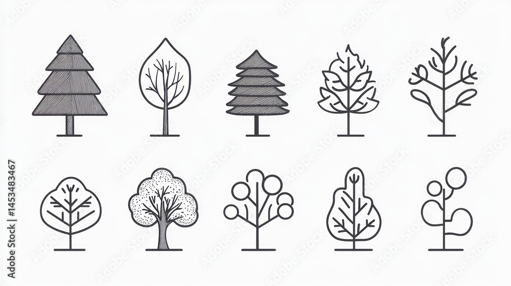Simple Tree Icons Set Simple Tree Icons Set
