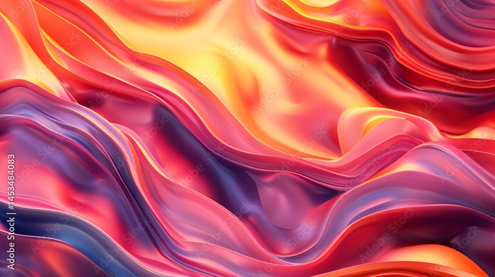 Fototapeta premium Abstract background with vibrant waves liquid shapes and glowing lights 3d rendering illustration