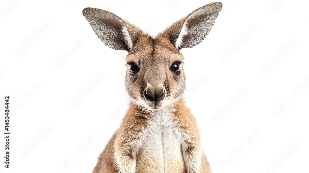 Fototapeta premium Cute Baby Kangaroo Standing Isolated on Transparent or White Background. Adorable and Endearing Wildlife.
