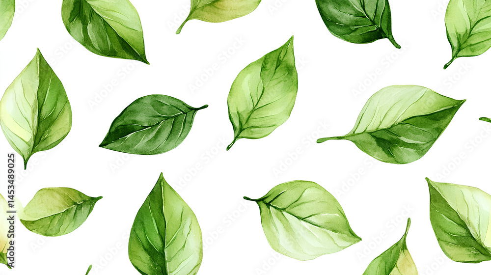 watercolor seamless pattern with green tropical leaves on white background hand painted botanical foliage watercolor seamless pattern with green tropical leaves on white background hand painted botanical foliage