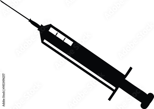 Syringe needle in black creates a strong medical healthcare statement with transparent background
