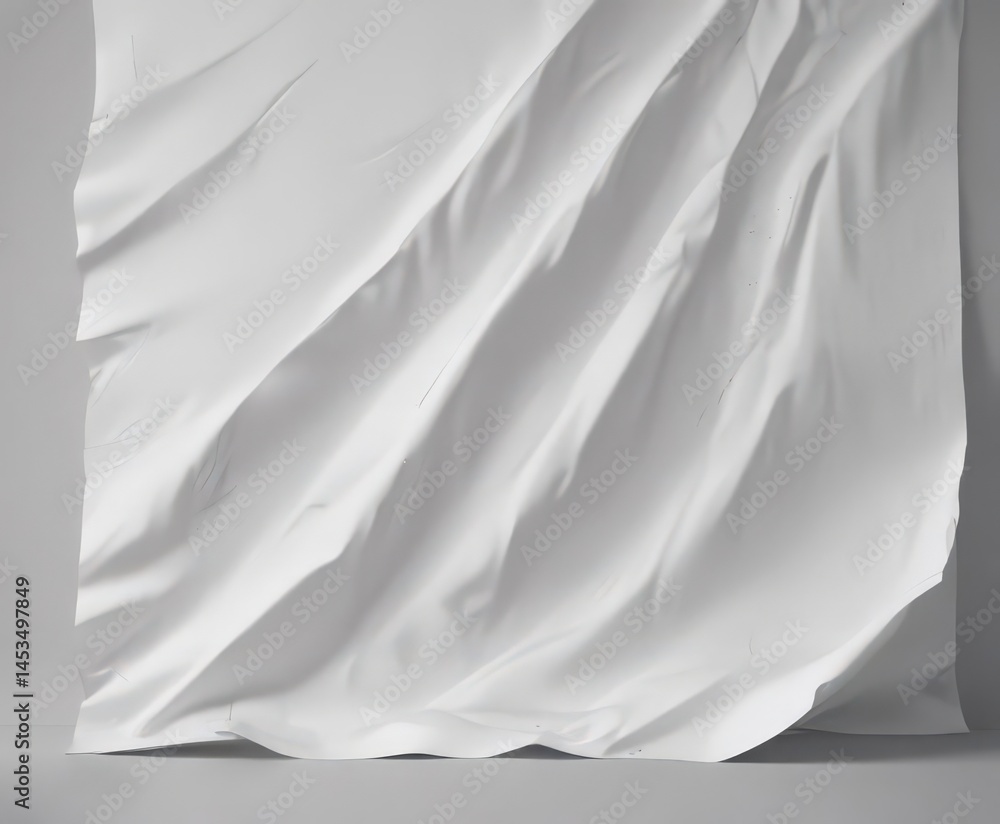 Clean white wrinkled poster, soft shadows Subtle creases add depth , aged, background Clean white wrinkled poster, soft shadows Subtle creases add depth , aged, background