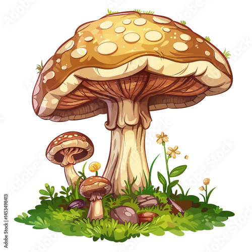 Big mushrooms in the grass