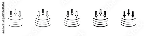Set of 5 pixel perfect Resilience icon with 1 unexpanded, 1 silhouette, A bent but unbroken branch icon symbolizing mental and emotional strength.