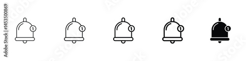 Set of 5 pixel perfect Notification bell icon with 1 unexpanded, 1 silhouette, A bell icon indicating alerts, notifications, or updates.