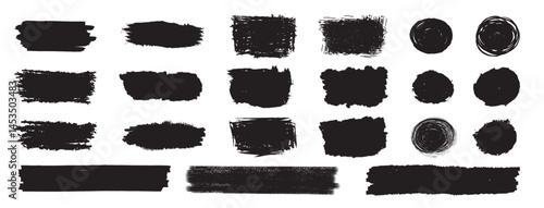 Set of Brush strokes text boxes, Paintbrush Grunge design elements, Hand drawn Grunge texture, Horizontal, Lines, Circles vector illustrator