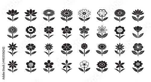 flower silhouette bundle vector