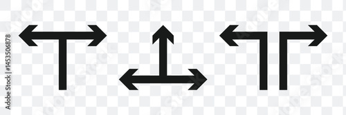 Choice Between Three Roads Arrow Icon Vector Symbol Set for Decision and Directional Designs. Arrow road signs icon.