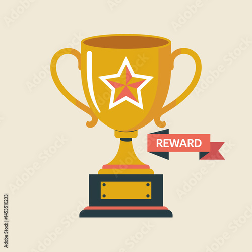 Golden Trophy Reward Icon with Star Emblem