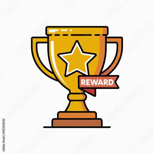 Golden Trophy Reward Icon with Star Emblem