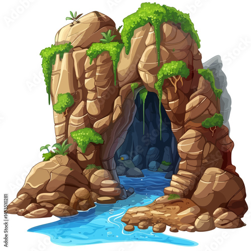 cartoon illustration of a cave 