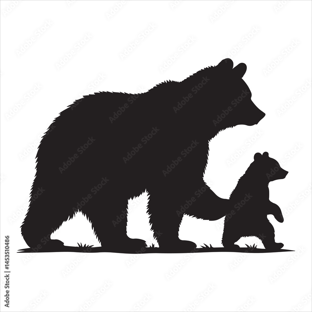 Obraz premium Silhouette vector of a bear standing on white background