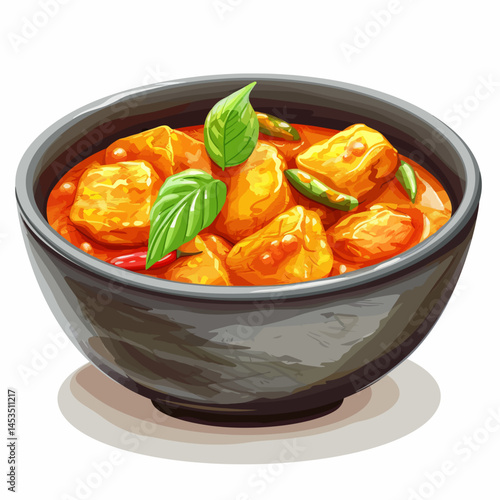 Chicken curry on white 