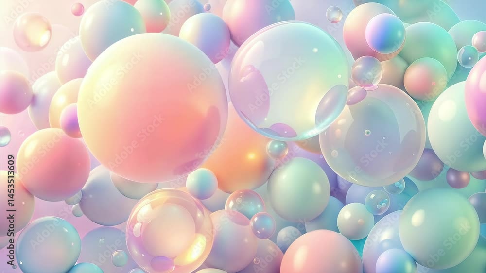Colorful Bubbles in Pastel Tones Floating in a Soft Background Colorful Bubbles in Pastel Tones Floating in a Soft Background