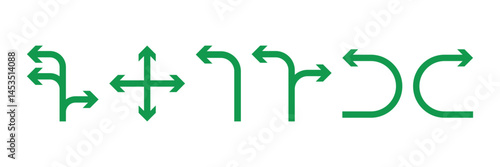 Choice Between Three Roads Arrow Icon Vector Symbol Set for Decision and Directional Designs. Arrow road signs icon.