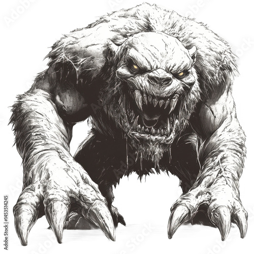 Wallpaper Mural White bear monster illustration fantasy creature scary beast artwork on transparent background Torontodigital.ca