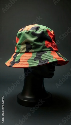 Digital camo bucket hat, reinforced stitching, military, headwear