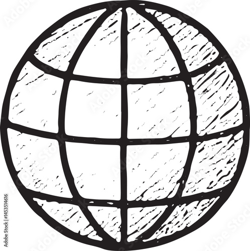 Sketch style globe doodle representing international business, global communication, and worldwide connectivity in a business context