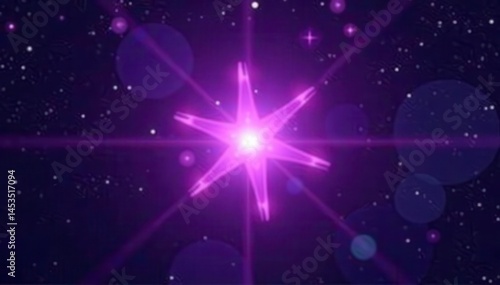 Deep purple star shaped lens flare, ethereal glow, twilight, space, abstract