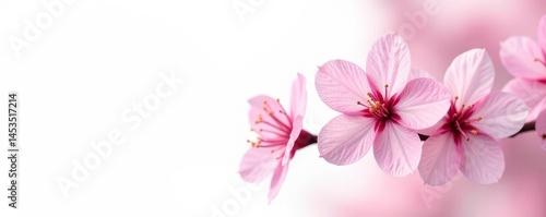 Full bloom pink sakura flowers, isolated against a stark white backdrop , petal, isolated
