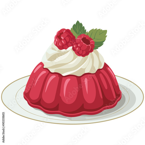 raspberry jelly dessert isolated vector illustration on white background
