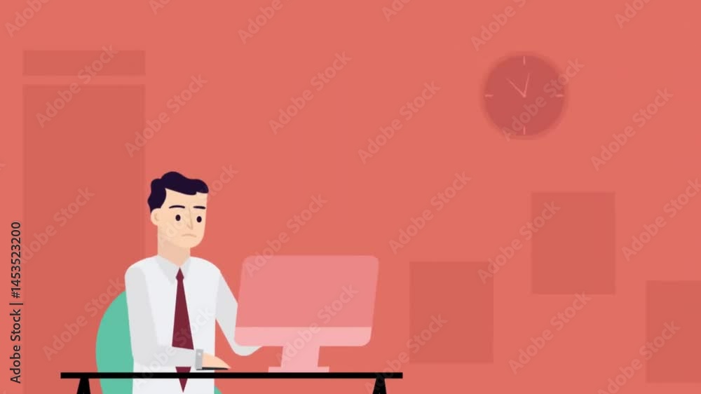 Animated man thinking about calculation and expenses, representing budgeting, finance, and planning in a professional environment Animated man thinking about calculation and expenses, representing budgeting, finance, and planning in a professional environment