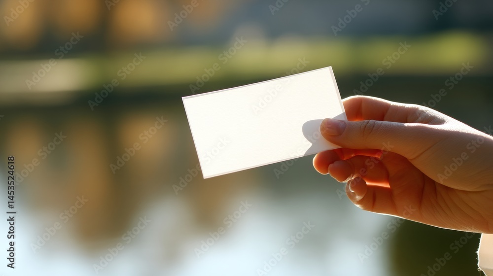 small white card in hand small white card in hand