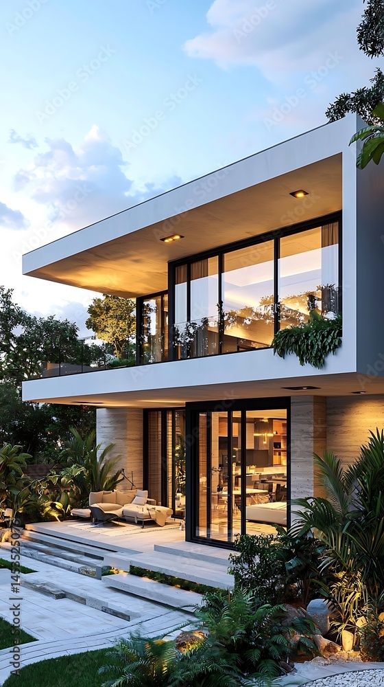 Fototapeta premium Contemporary box-shaped house high resolution picture