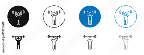 Weightlifter icon. Vector outline illustration. vector logo template