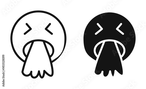 Puking emoji icon. Vector outline illustration. vector logo template