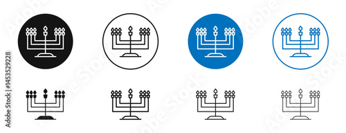 Menorah icon. Vector outline illustration. vector logo template