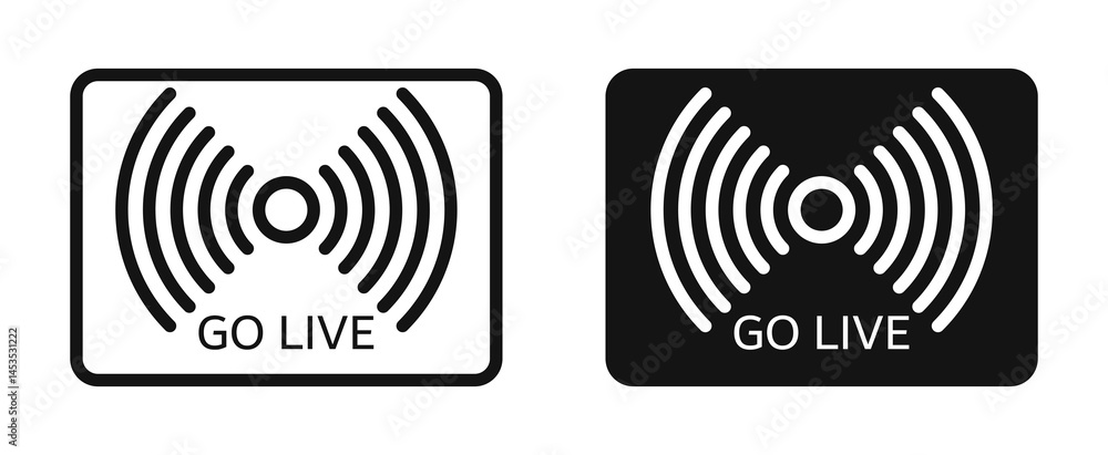 Go live icon. Vector outline illustration. vector logo template Go live icon. Vector outline illustration. vector logo template