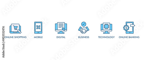 E-Payment banner web icon vector illustration concept of internet banking with icon of online shopping, technology, digital, mobile, business and online banking